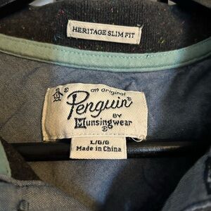 Original Penguin black speckled Polo shirt. Heritage slim fit large.